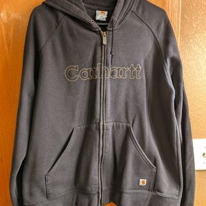 Women's black Carhartt XL zippered logo hoodie